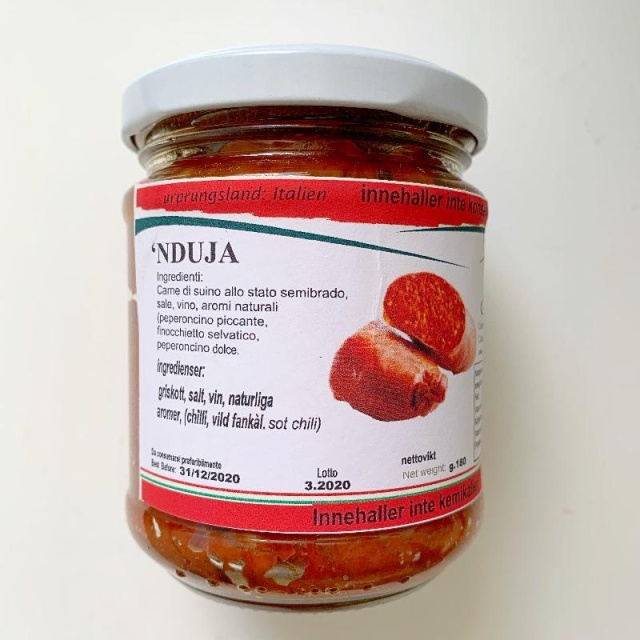 Nduja från frigående grisar, 170gr - Fattoria de Lillas