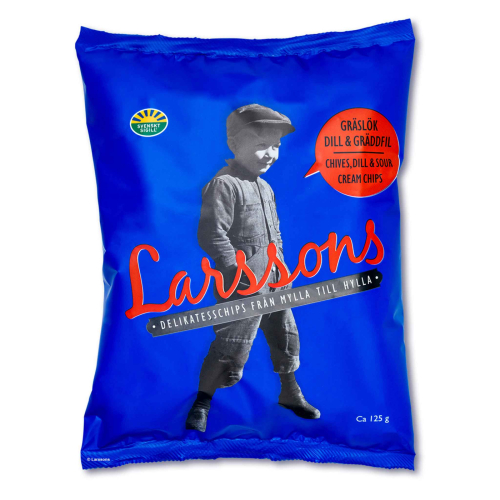 Chips, Gräslök, Dill & Gräddfil, 125g - Larssons chips